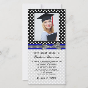 Black white polka dot Graduation Photo Card