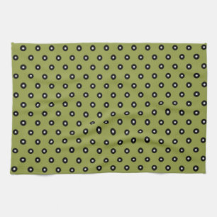 Black/White Polka Dot Green Background(Changeable) Kitchen Towel