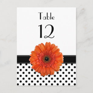 Black White Polka Dot Orange Gerber Table Card