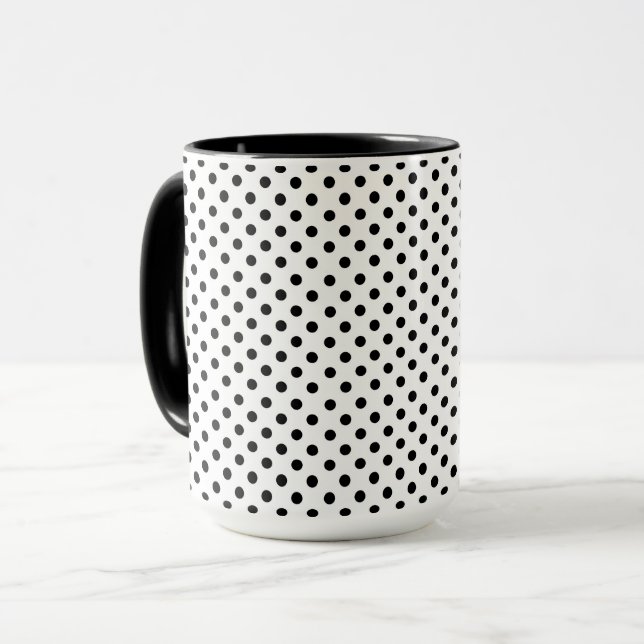 Black White Polka Dot Pattern Mug (Front Left)