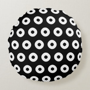 Black/White Polka Dot Pattern Round Pillow