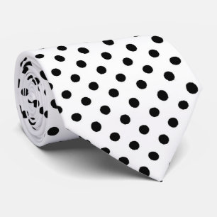 Black white polka dot pattern tie