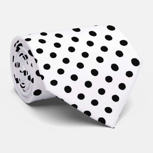Black white polka dot pattern tie (Rolled)