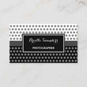 Black White Polka Dot Photographer Business Card