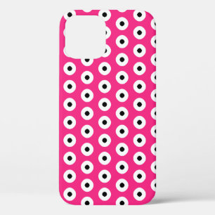 Black/White Polka Dot Pink Background (Changeable) iPhone 12 Case