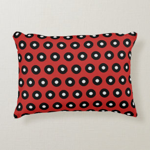 Black/White Polka Dot Red Background (Changeable) Decorative Pillow