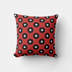 Black/White Polka Dot Red Background (Changeable) Throw Pillow