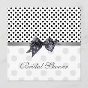 Black white polka dot, ribbon Bridal shower Invitation