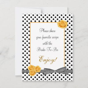 Black white polka dot rose Recipe card Postcard