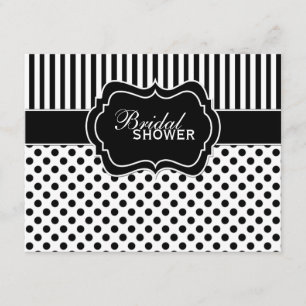 Black, White Polka Dot Stripe Bridal Shower Invite