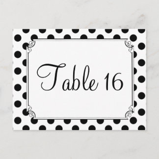 Black & White Polka Dot Wedding Table Numbers Postcard