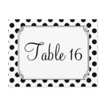 Black & White Polka Dot Wedding Table Numbers