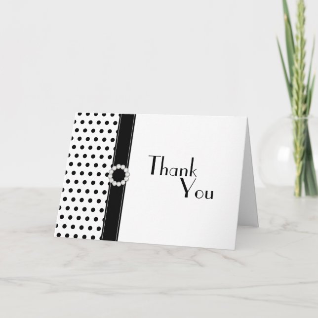 Black White Polka Dot Wedding Thank You (Front)