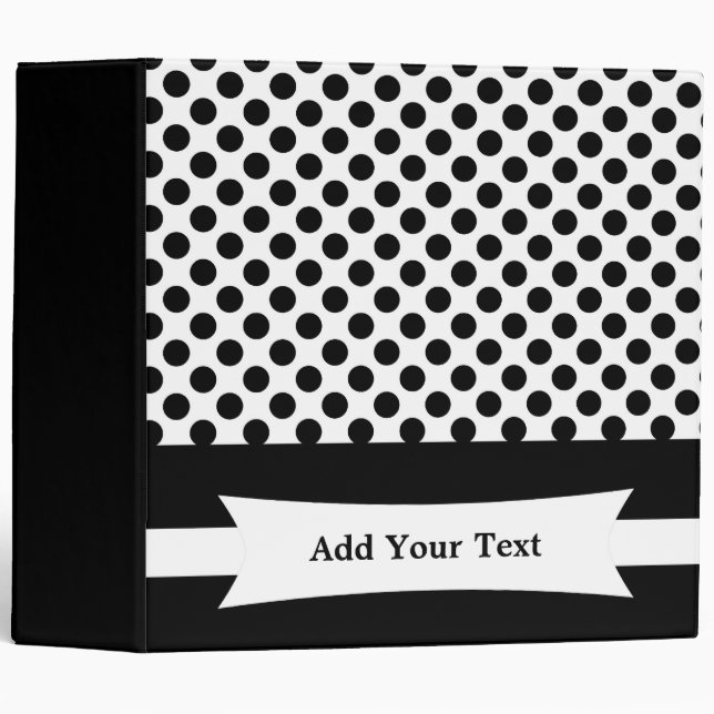 Black & White Polka Dots 3 Ring  Binder (Front/Spine)