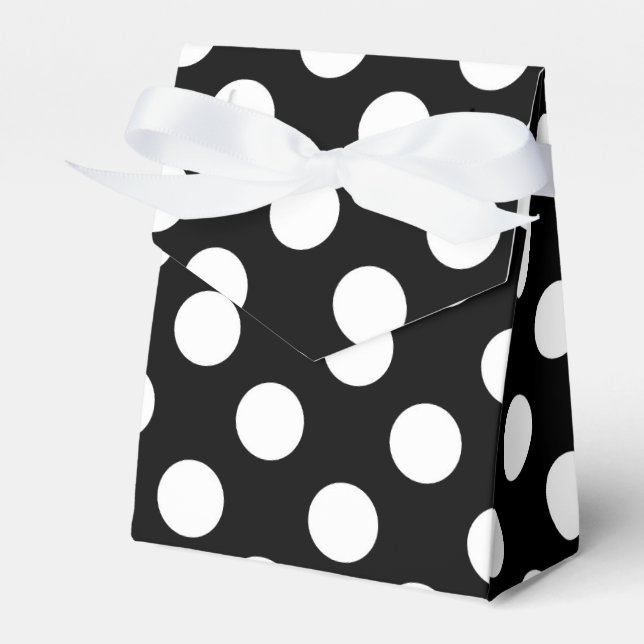 Black & White Polka Dots Birthday Party Favor Box (Front Side)
