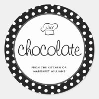 Black White Polka Dots Dessert Box Sticker Label