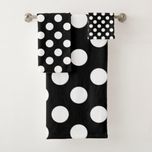 Black & White Polka Dots Dot Bath Towel Set