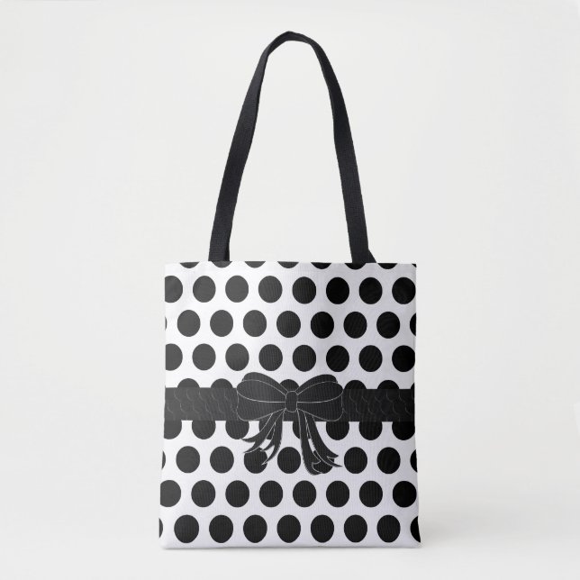 Black & White - Polka Dots - Handbag / Tote (Front)
