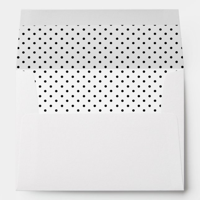 Black, white polka dots initials spring wedding envelopes (Back (Bottom))