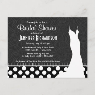 Black & White Polka Dots Invitation Postcard