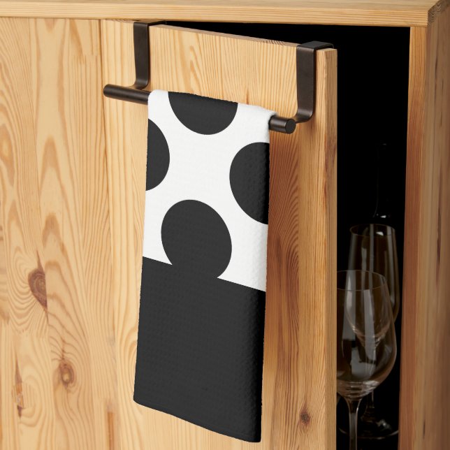 Black & White Polka dots Kitchen Towel (Thirds Fold)