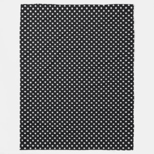 Black White Polka Dots Pattern Fleece Blanket