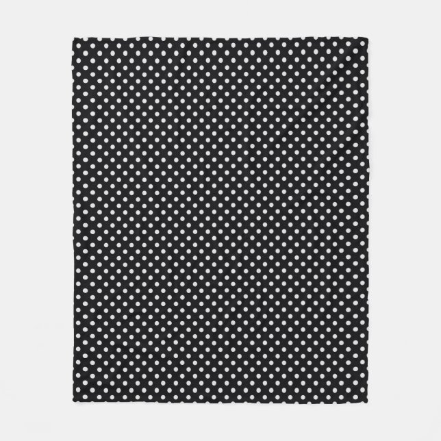 Black White Polka Dots Pattern Fleece Blanket (Front)