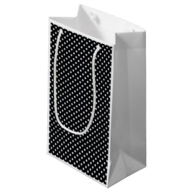 Black White Polka Dots Pattern Small Gift Bag (Front Angled)