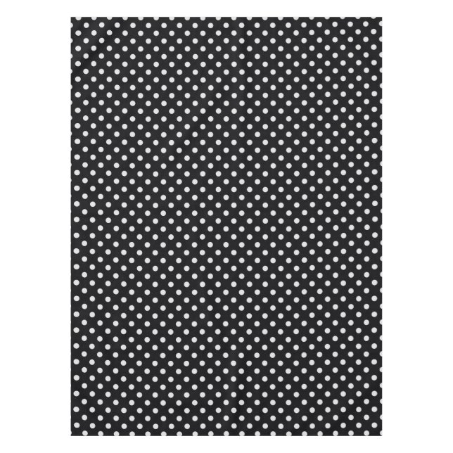 Black White Polka Dots Pattern Tablecloth (Front)