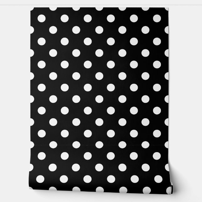 Black White Polka Dots Pattern Wall Decor (Unrolling)