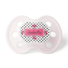 Black White Polka Dots Pink Baby Girl Pacifier