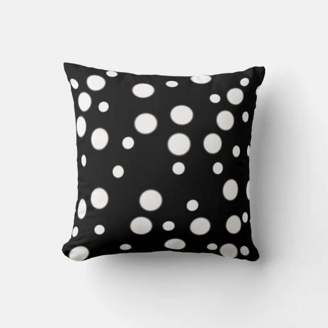 Black White Polka Dots Reversible Pillows (Front)