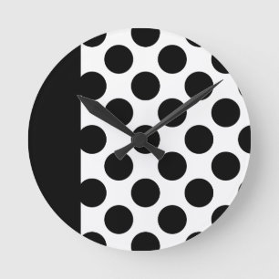 Black & White Polka dots  Round Clock