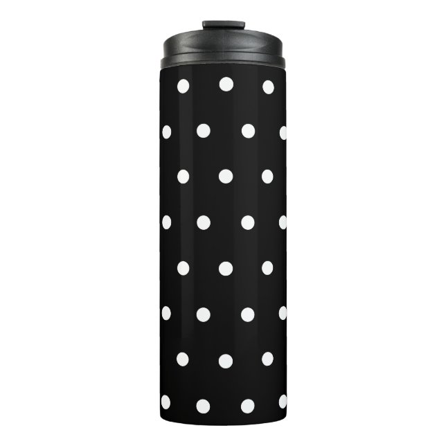 Black White Polka Dots Thermal Tumbler (Front)