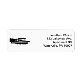 Black & White Pontoon Boat Return Address Labels