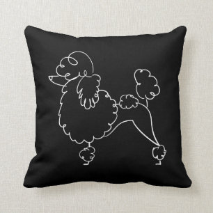 Black White Poodle Doodle Throw Pillow