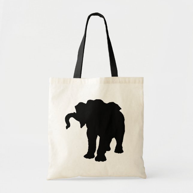 Black & White Pop Art Baby Elephant Tote Bag (Front)
