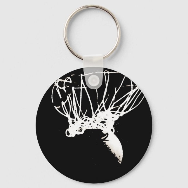 Black White Pop Art Basketball Keychain (Front)