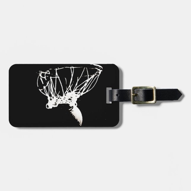 Black White Pop Art Basketball Luggage Tag (Front Horizontal)