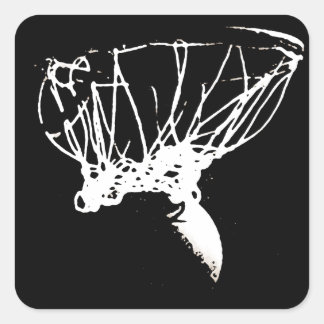 Black White Pop Art Basketball Square Sticker
