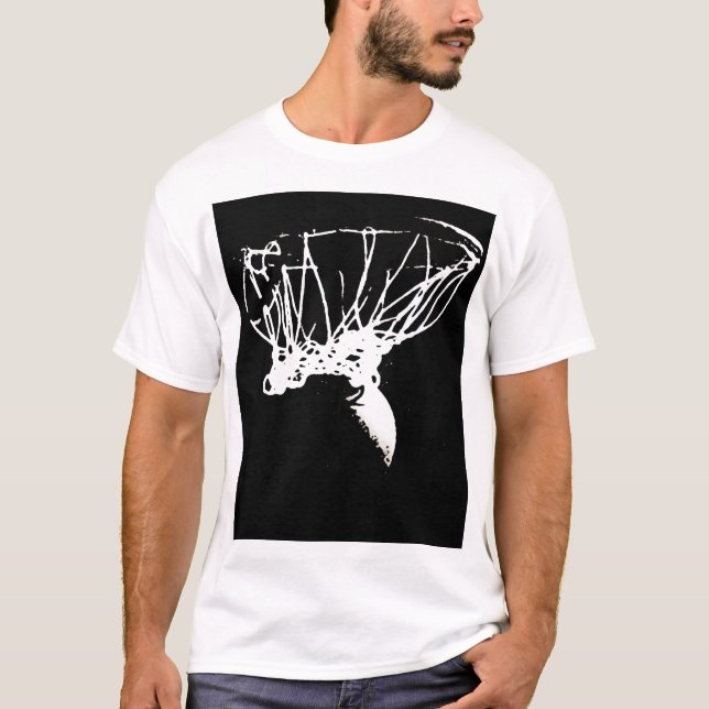 Black White Pop Art Basketball T-Shirt (Front)