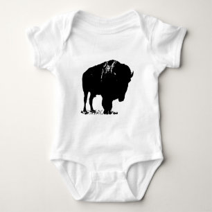 Black & White Pop Art Bison Buffalo Baby Bodysuit