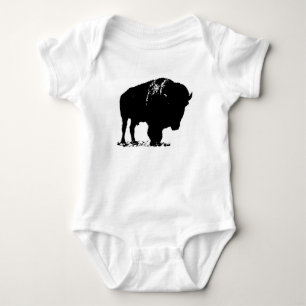 Black & White Pop Art Bison Buffalo Baby Bodysuit