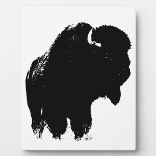 Black & White Pop Art Bison Buffalo Plaque