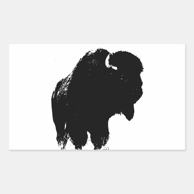 Black & White Pop Art Bison Buffalo Sticker (Front)