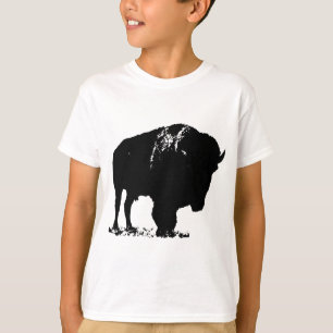 Black & White Pop Art Bison Buffalo T-Shirt