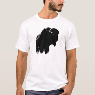 Black & White Pop Art Bison Buffalo T-Shirt