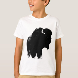 Black & White Pop Art Bison Buffalo T-Shirt