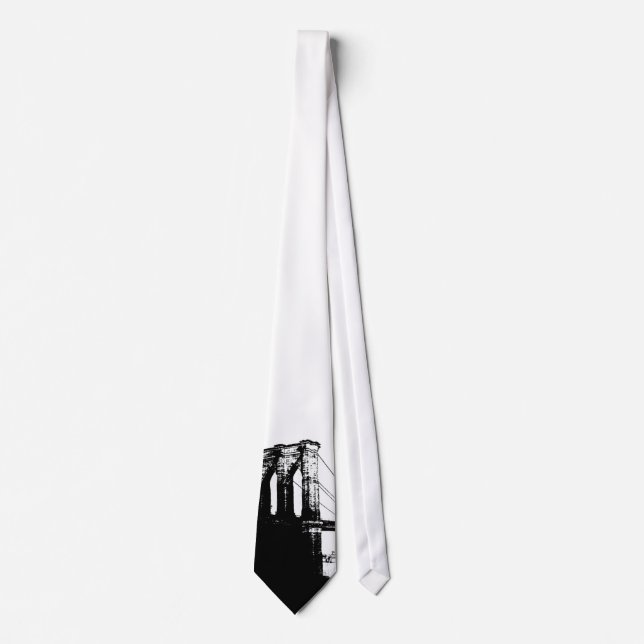 Black & White Pop Art Brooklyn Bridge Neck Ties (Front)