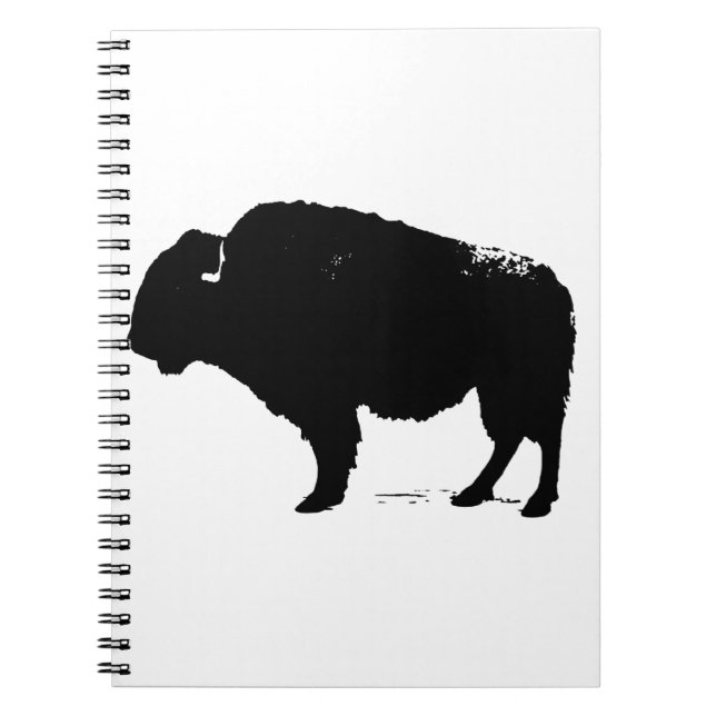 Black & White Pop Art Buffalo Bison Notebook (Front)